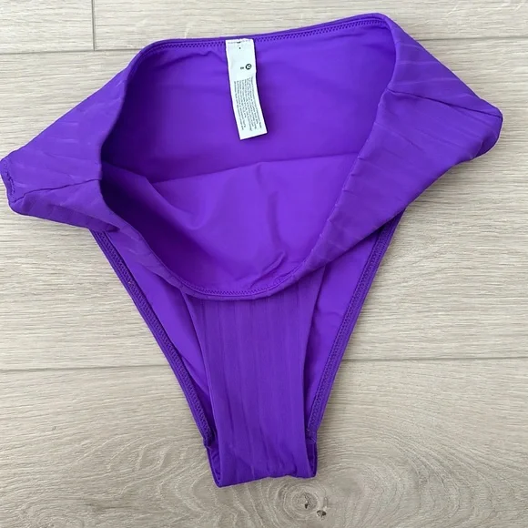 Lululemon bikini ribbed halter criss cross back top, high waisted bottoms purple - Picture 7 of 9